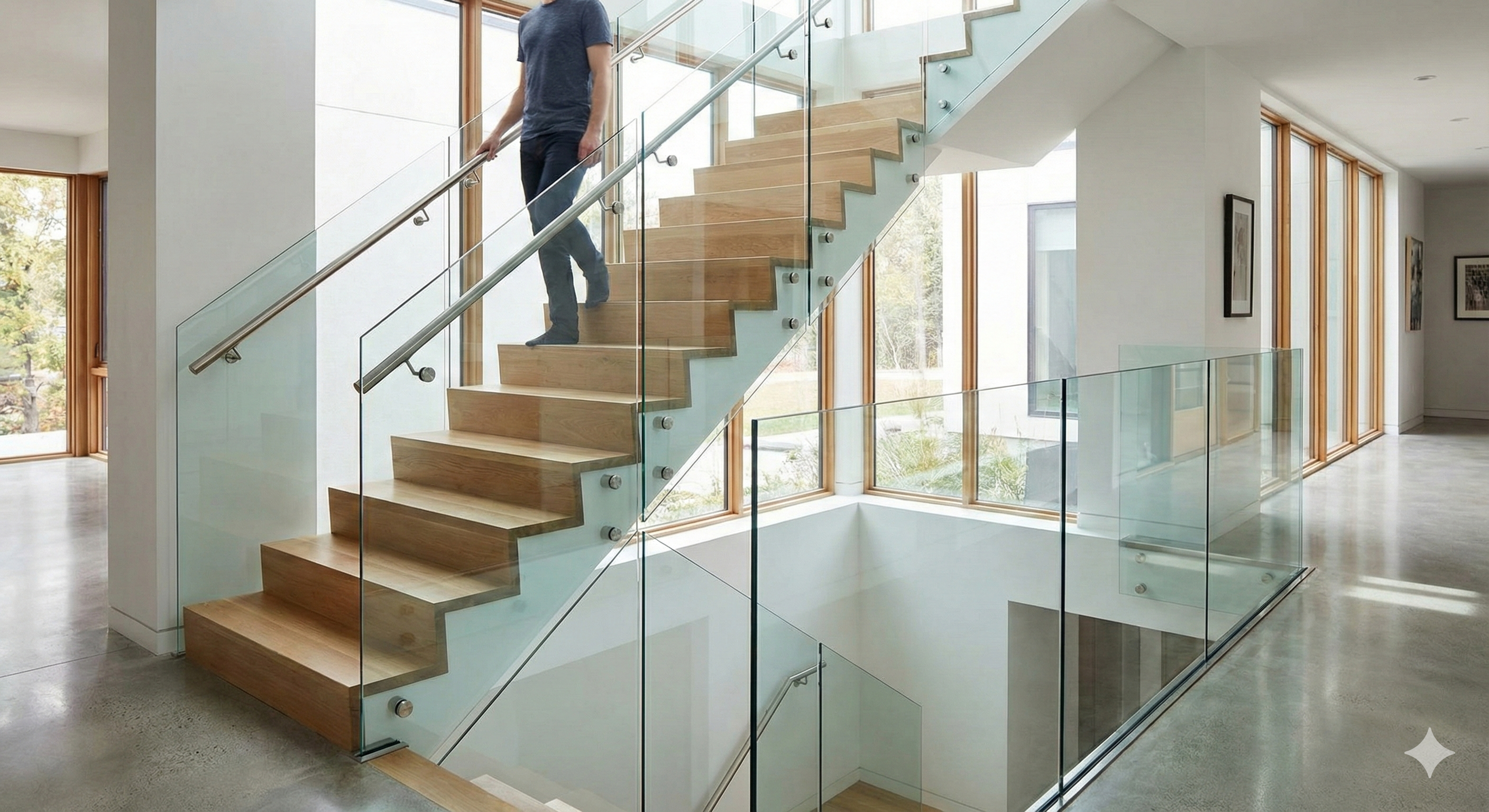 Barandal de Escalera. Vidrio Templado